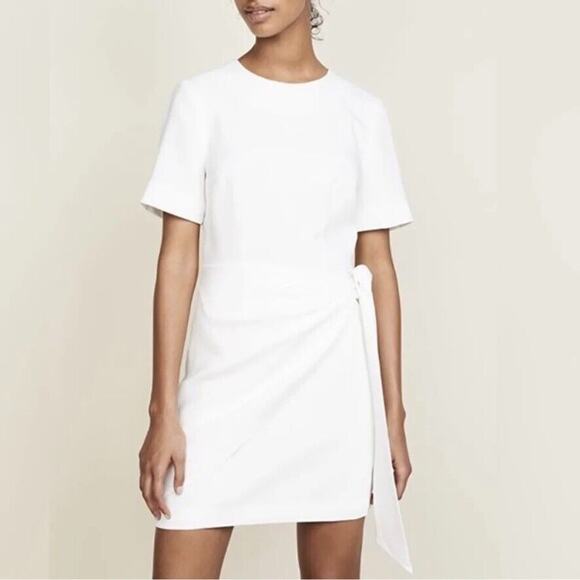 cinq a' sept Dresses & Skirts - Cinq A Sept Bia Sheath Dress Size 00 Ivory Drape Tie Mini Preppy Party Glam NWT